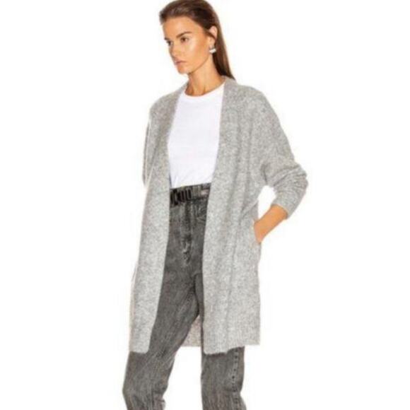 ACNE Studios Raya Mohair Cardigan Wool Blend Open Front Long Duster Sweater Gray - Picture 1 of 14